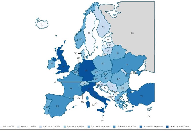 Consumi Gas Metano in Europa nel 2020